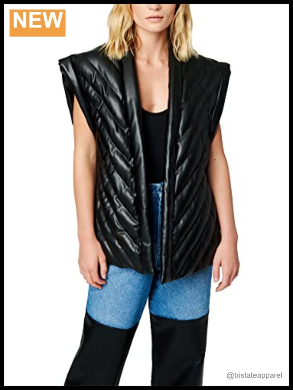 Women's Luxury Vegan Leather Quilted Vest Sleeveless Belted